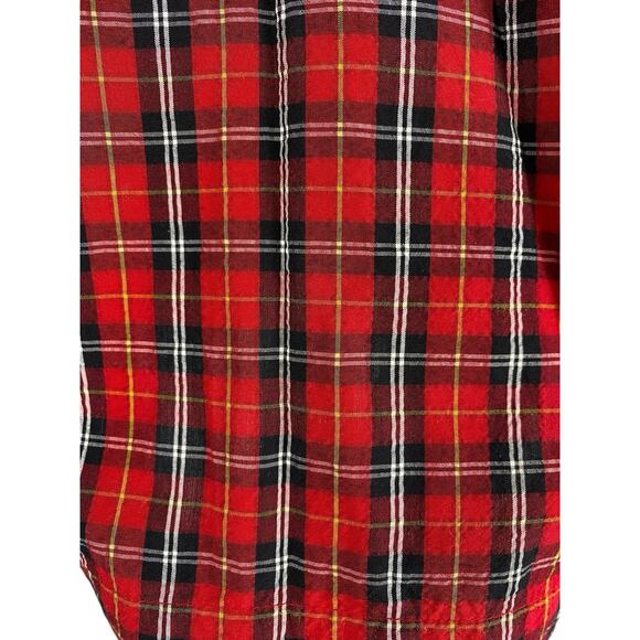 Old Navy Blouse Top Red Plaid Tartan Check Womens Smocked Christmas Preppy L New - Picture 12 of 16